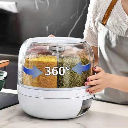 Drejelig tørvaredispenser i ABS med 6 rum