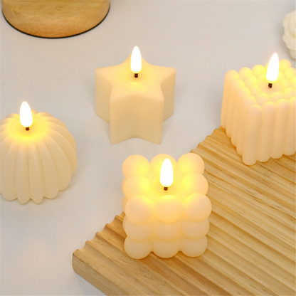 Kubeformet LED-lys med flammeeffekt