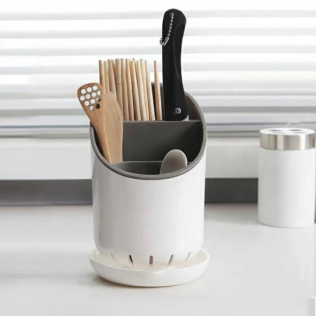 Rund bestikholder med drypbakke