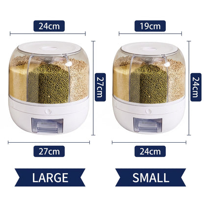 Drejelig tørvaredispenser i ABS med 6 rum
