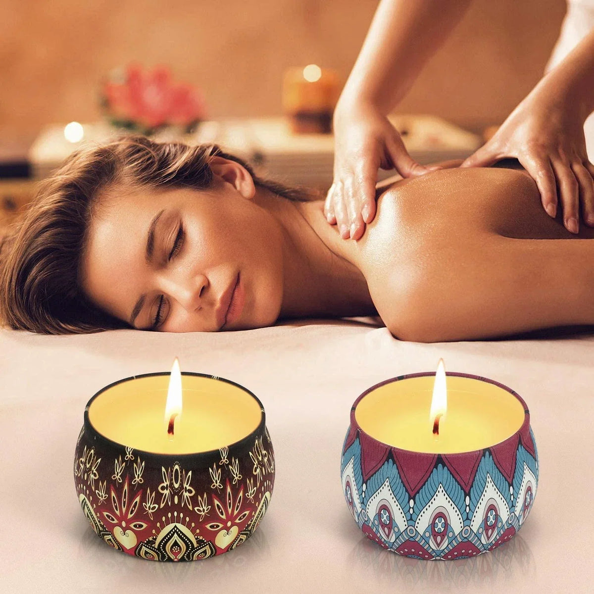 Duftlyssæt i dekorative krukker – 4 stk.