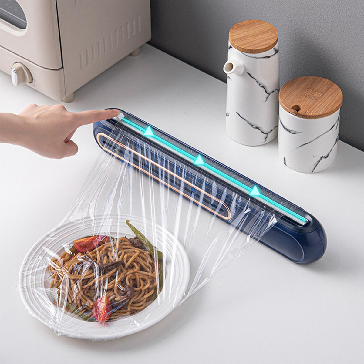 Magnetisk foliedispenser med skydeskærer
