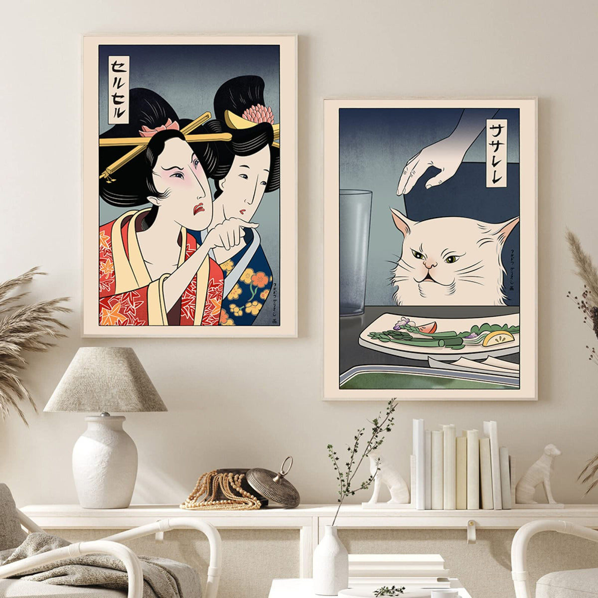 Lærredsplakat med japansk illustrationsmotiv – uden ramme