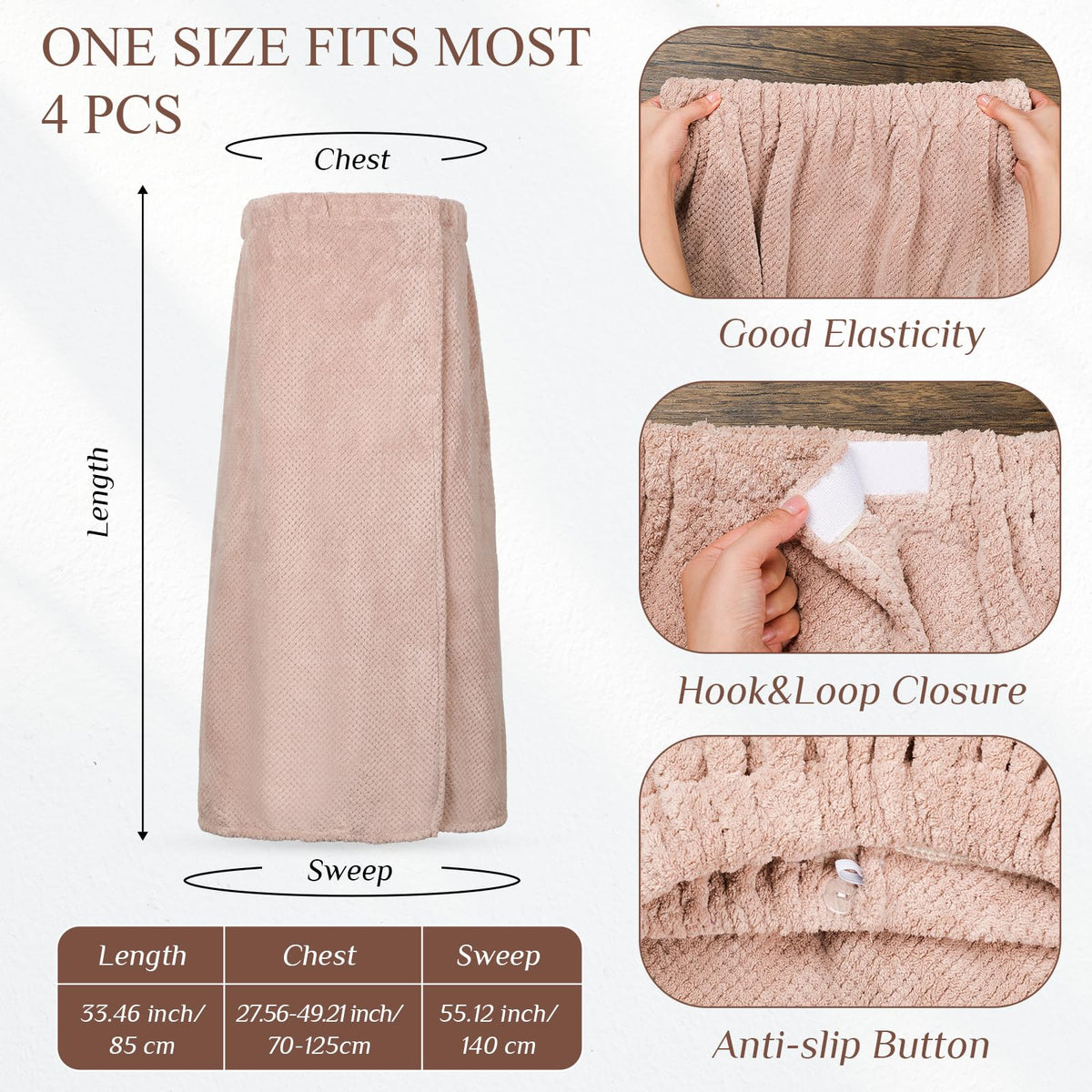 Håndklædesæt i mikrofiber med krops- og hårvikle – 2 dele