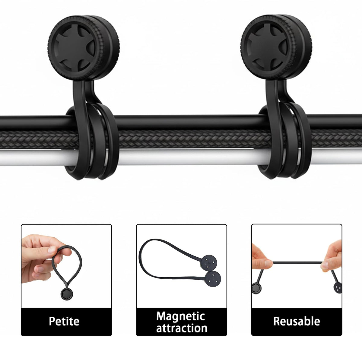 Magnetiske kabelbindere i silikone – 3 stk., 16,5 cm