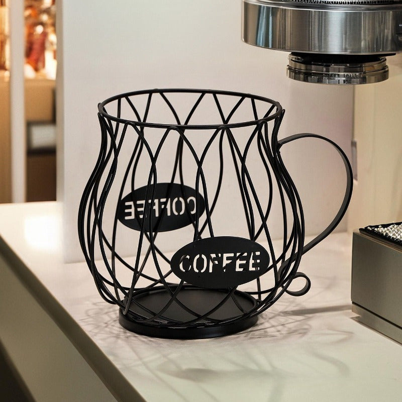 Kaffekapselkurv i metal – 18 × 12 × 14,5 cm