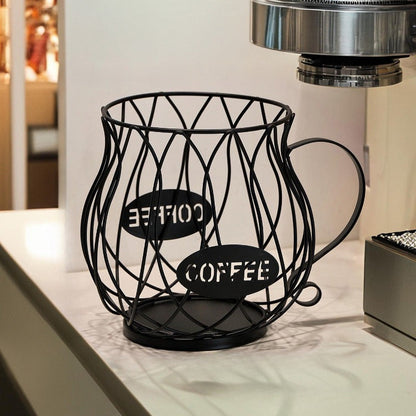 Kaffekapselkurv i metal – 18 × 12 × 14,5 cm