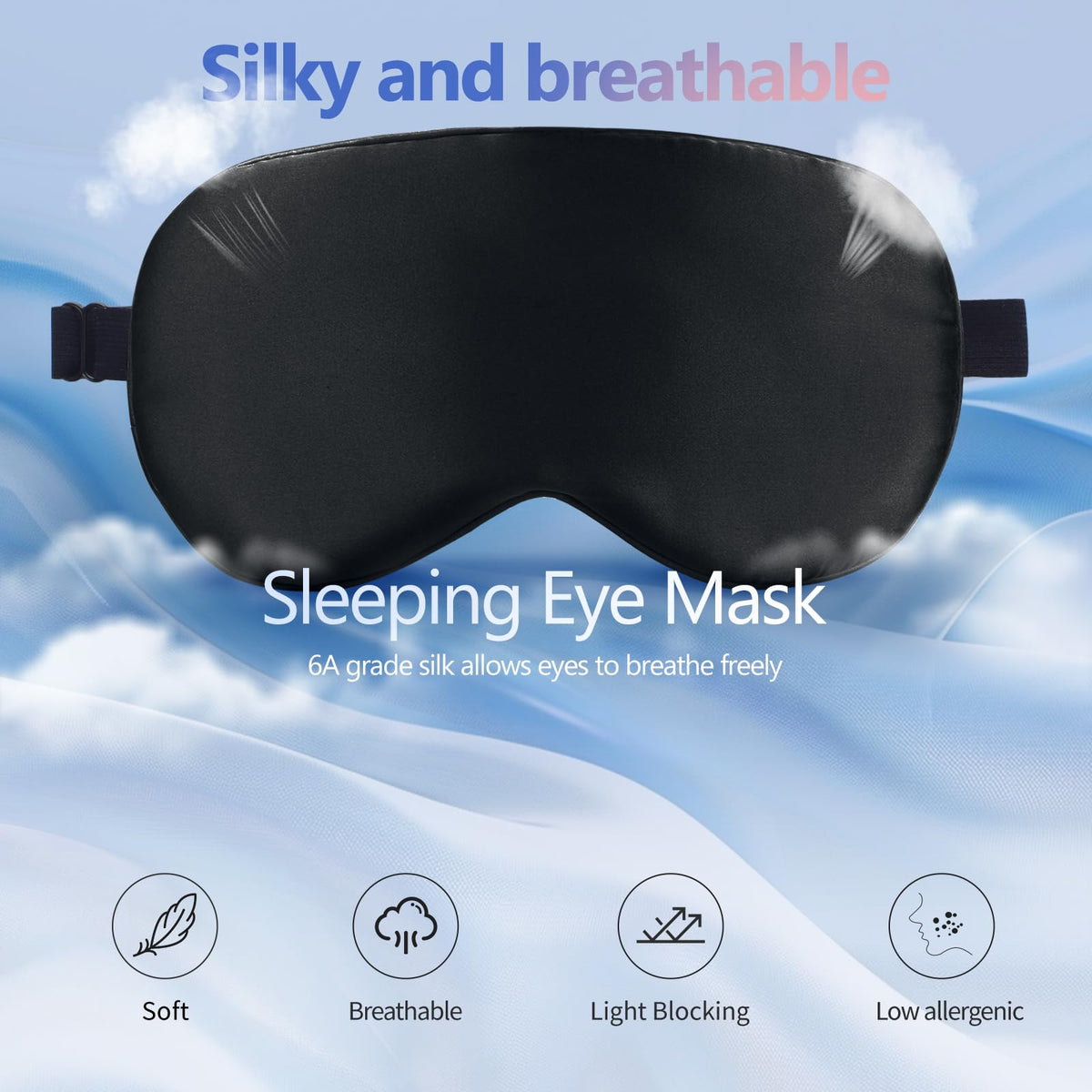 3D-sovemaske med kølende gel og justerbar rem