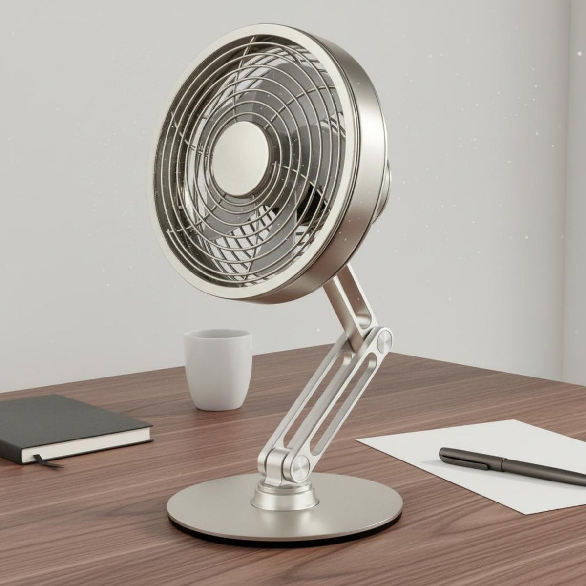 Genopladelig miniventilator i aluminium med 3 hastigheder