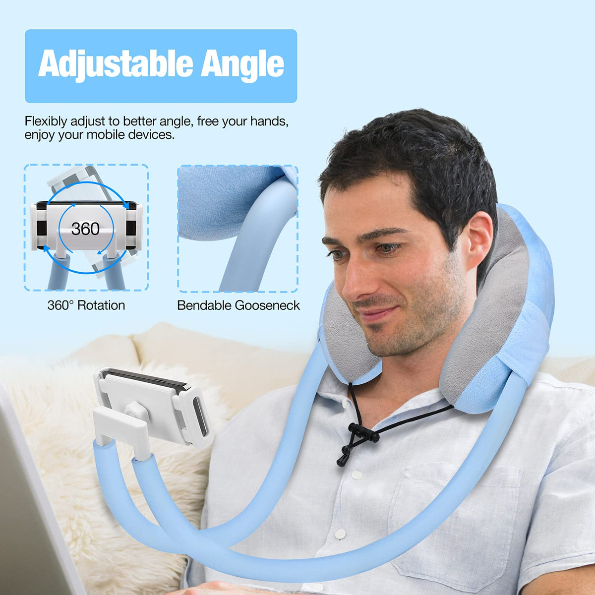 Nakkepude med fleksibel mobilholder – 4–11 tommer