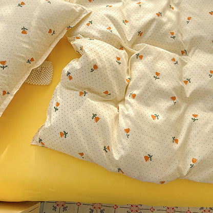Vendbart dynebetræksæt i mikrofiber med blomstermønster