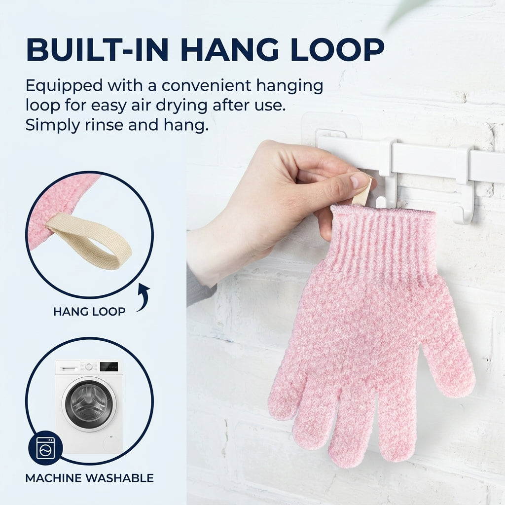 Eksfolierende badehandsker i nylon – 1 par