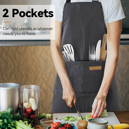 Stribede køkkenforklæder med 2 lommer – 2 stk.