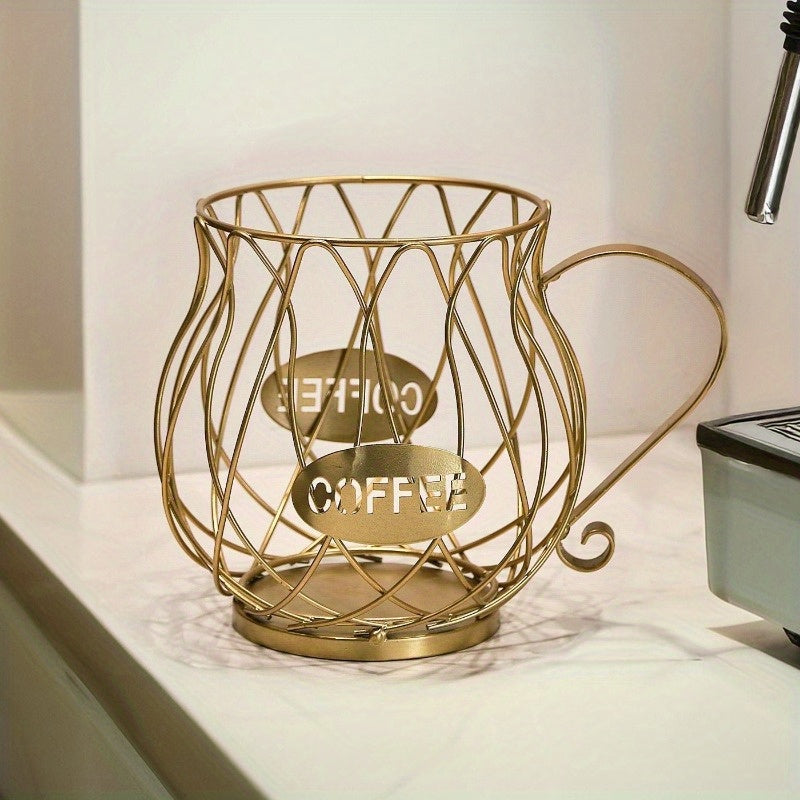 Kaffekapselkurv i metal – 18 × 12 × 14,5 cm