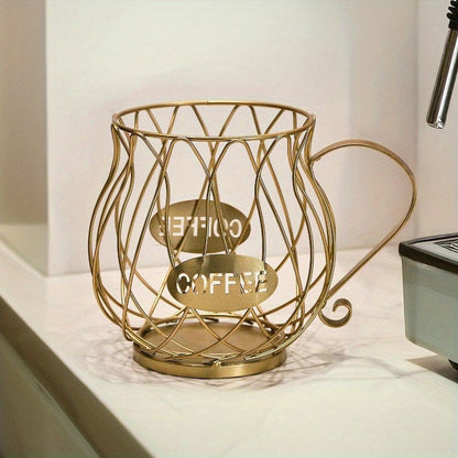 Kaffekapselkurv i metal – 18 × 12 × 14,5 cm
