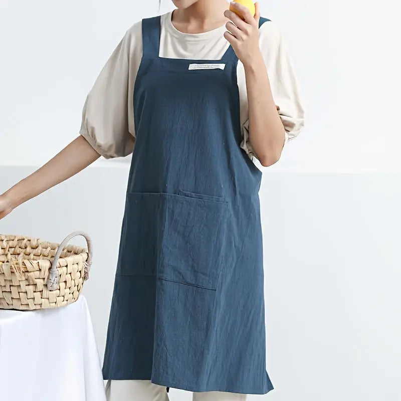 Arbejdsforklæde med krydsstropper og frontlommer