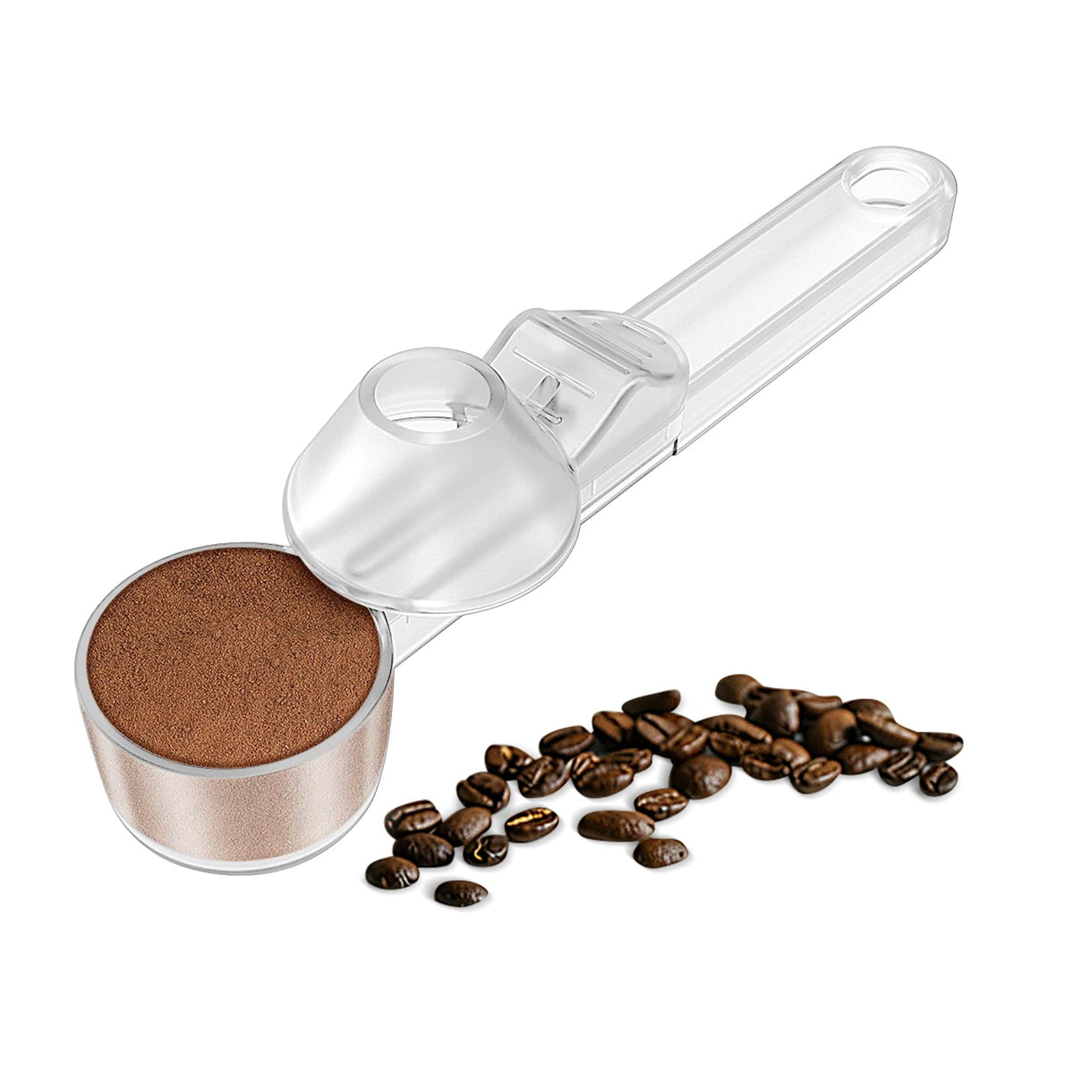 Måleskeer med forskydelig tragt til kaffe og pulver – 3 stk.