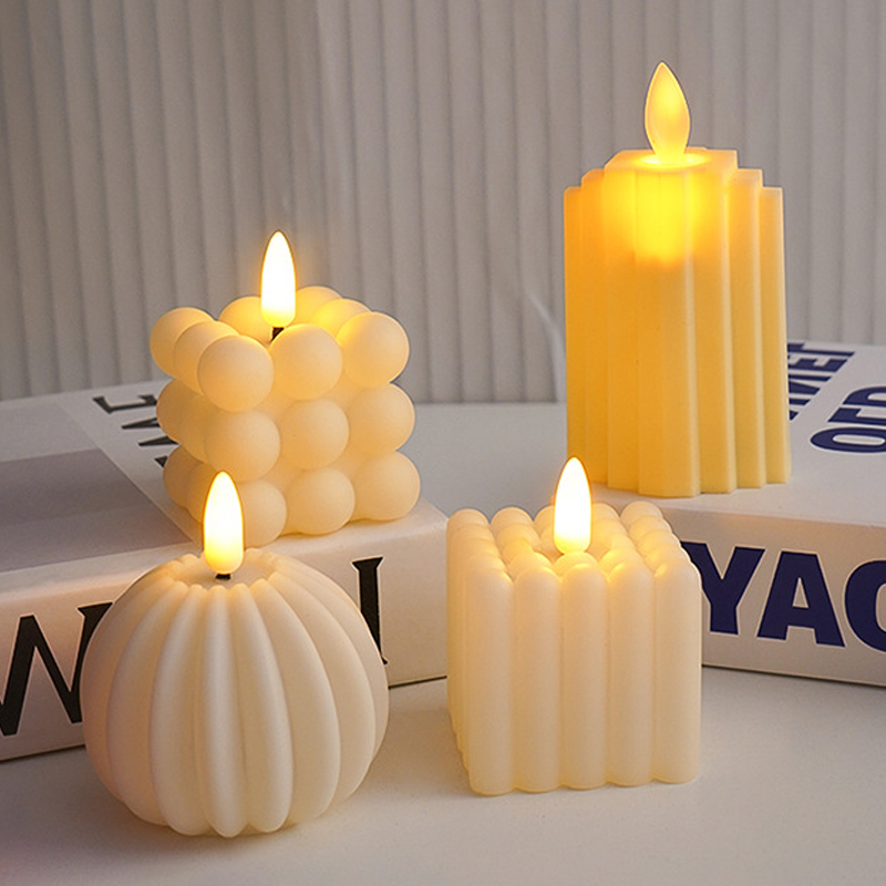 Kubeformet LED-lys med flammeeffekt