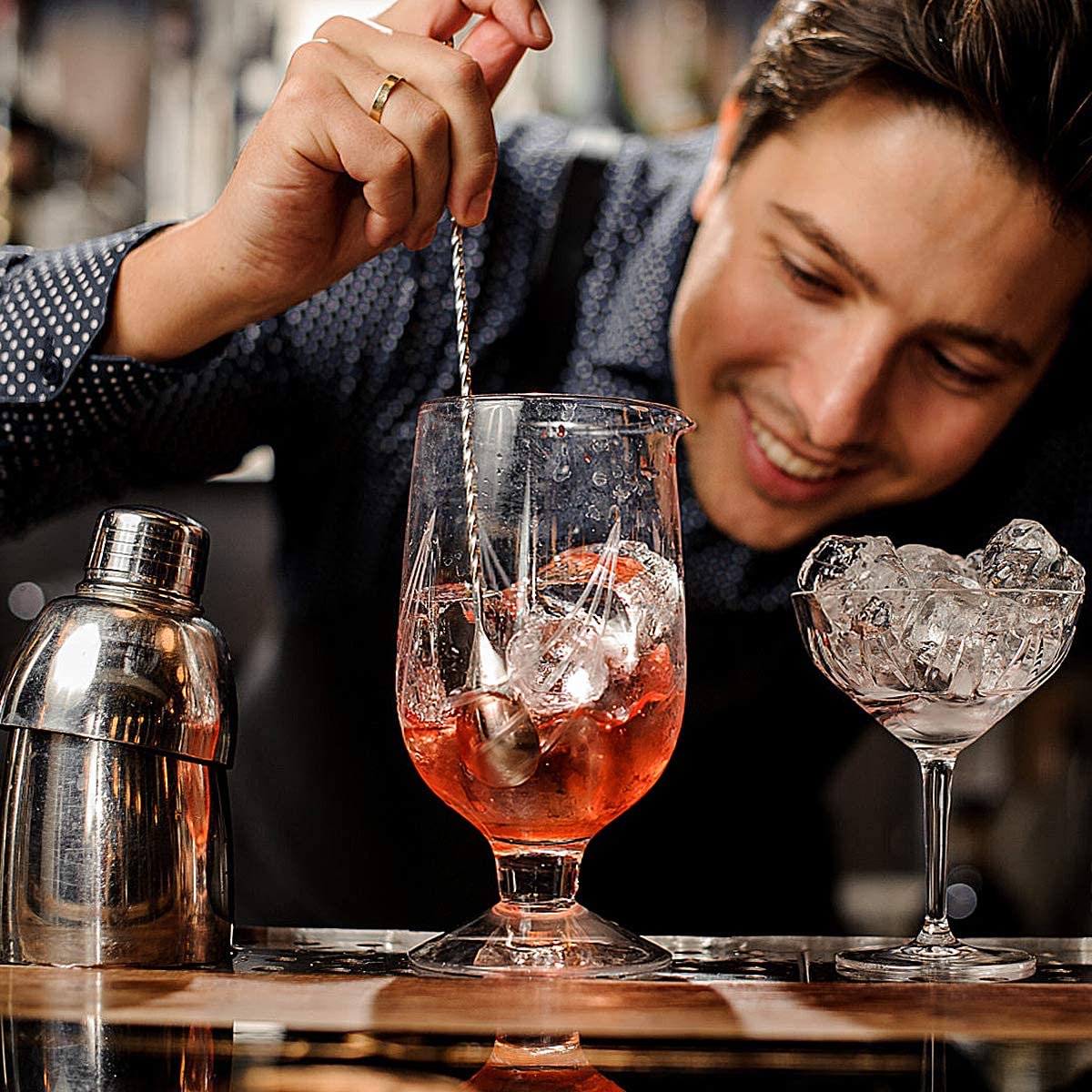 Cocktailsæt i rustfrit stål med shaker 750 ml – 10 dele