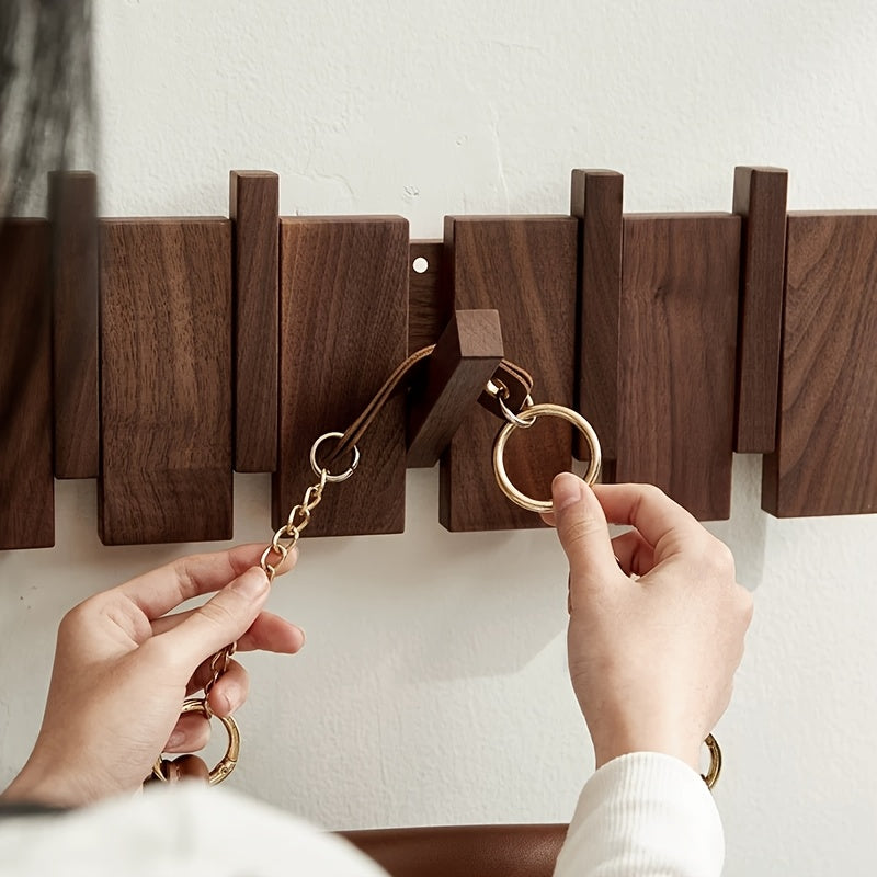 Knagerække i træ med foldbare klavertangenter – 4 eller 6 kroge