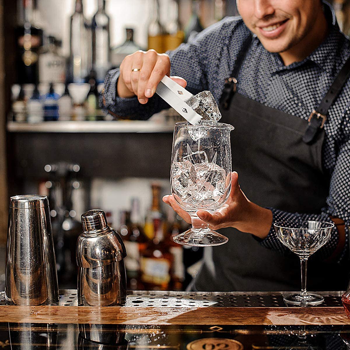 Cocktailsæt i rustfrit stål med shaker 750 ml – 10 dele