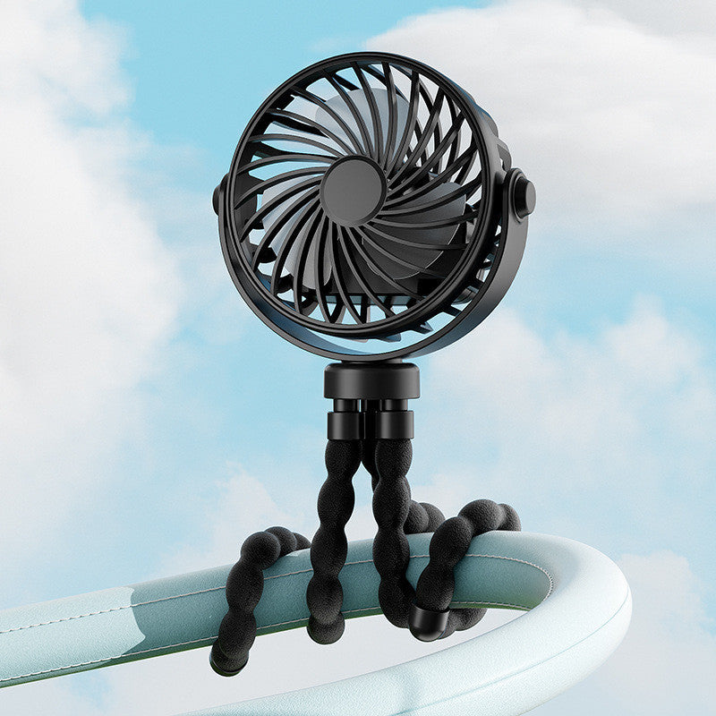 Genopladelig miniventilator med fleksible ben og LED-lys