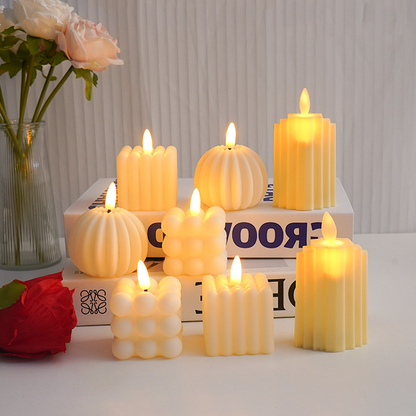 Kubeformet LED-lys med flammeeffekt