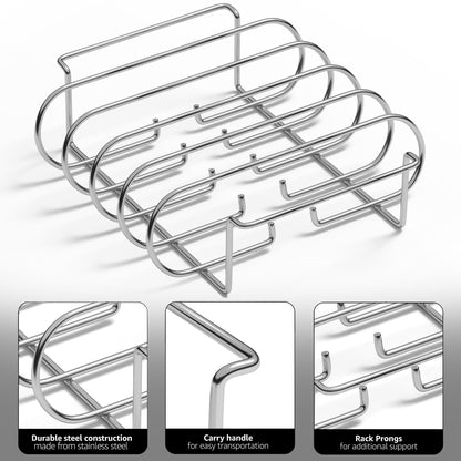 Grillstativ til spareribs med 4 pladser – 31 × 25,5 × 8 cm