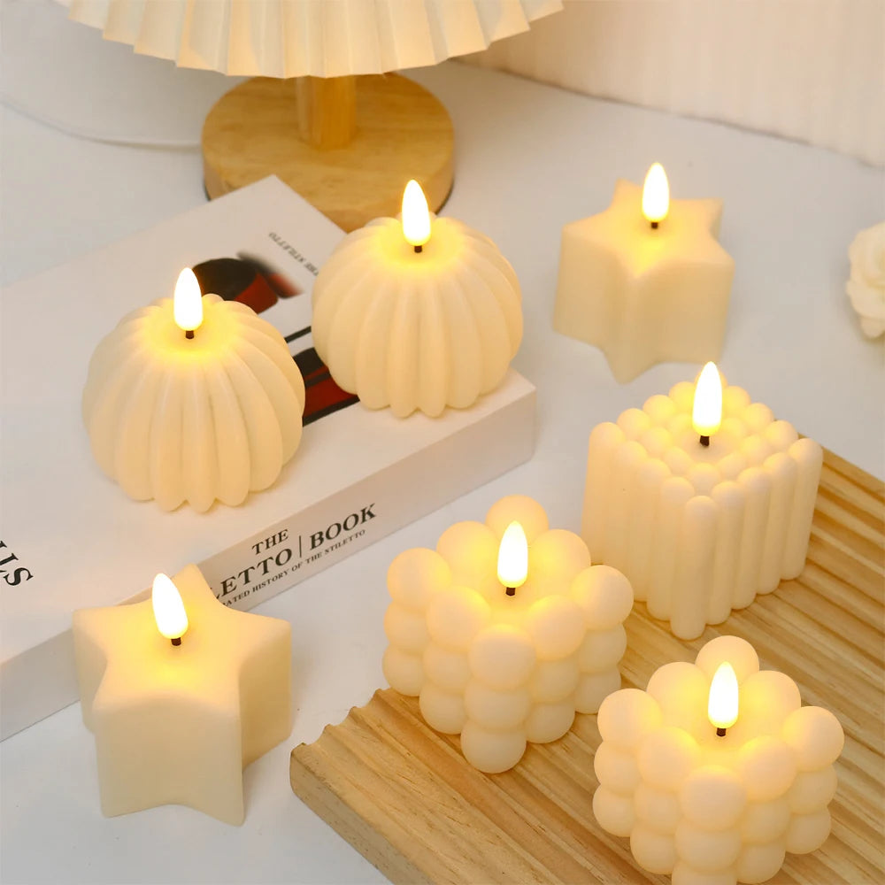 Kubeformet LED-lys med flammeeffekt