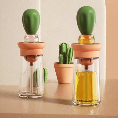 Olieflaske i glas med silikonepensel og sprayfunktion