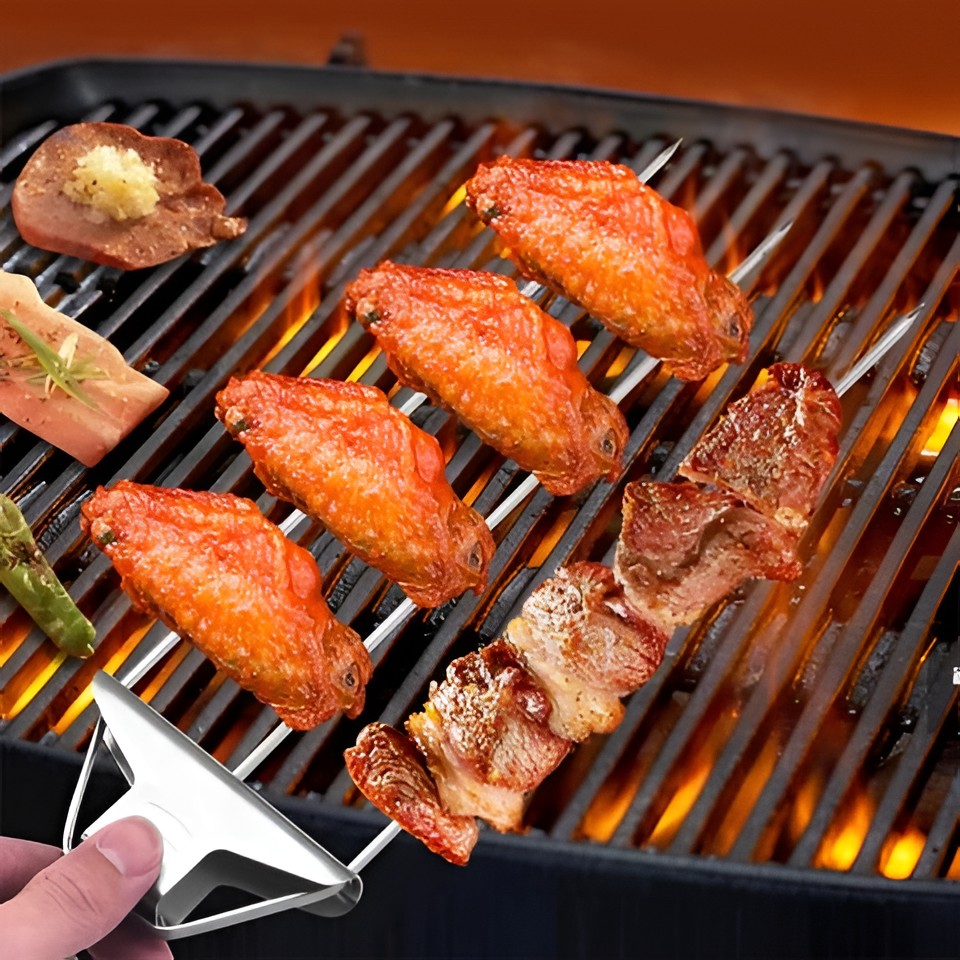 Grillspyd i rustfrit stål, sæt med 3