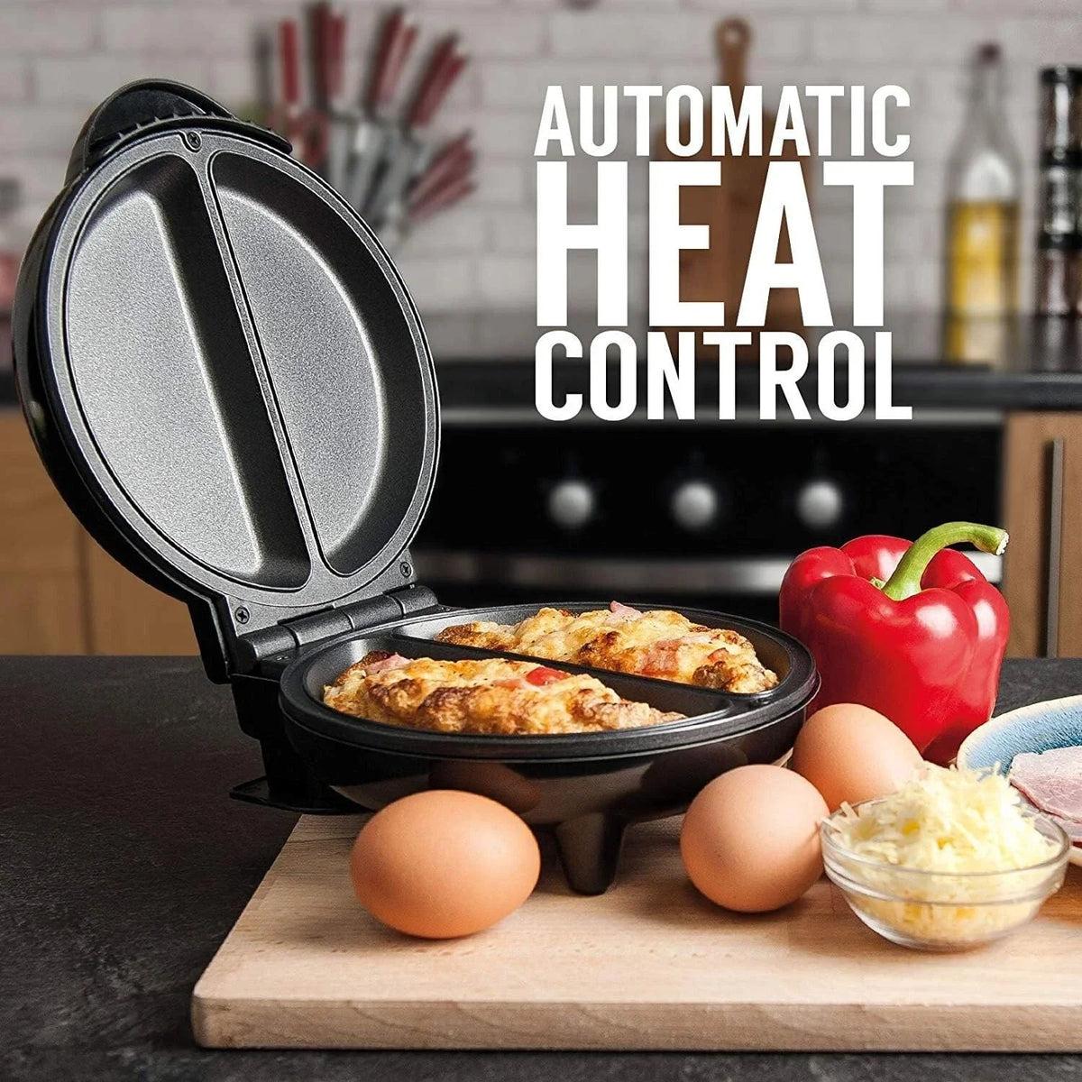 Dobbelt omeletmaskine med non-stick-plader – 750 W – produktbillede 9