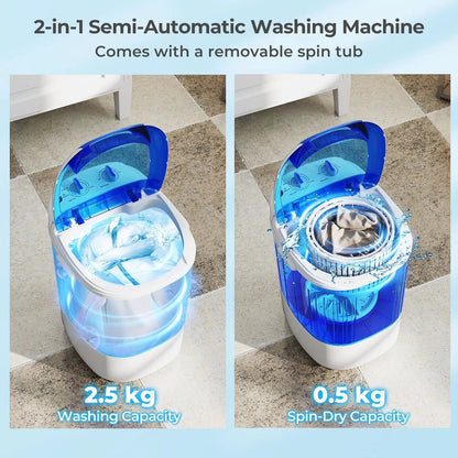 Kompakt mini-vaskemaskine med vask og centrifugering – 2,5 kg – produktbillede 9