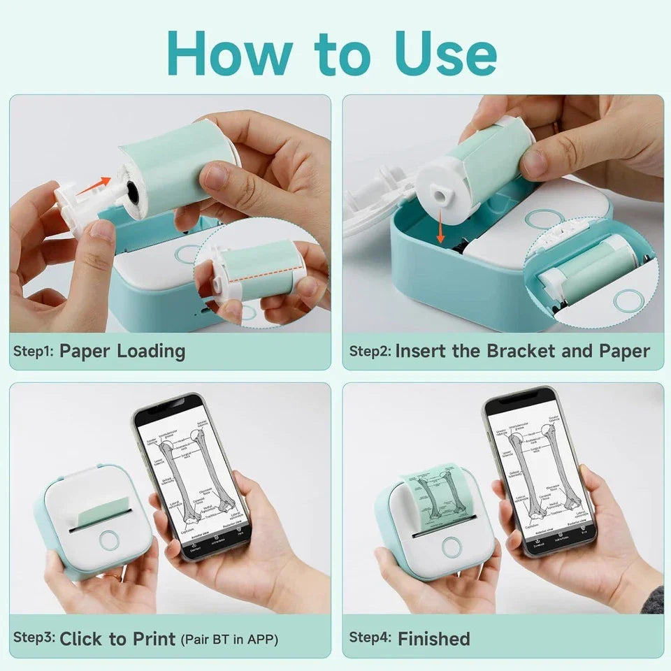 Mini Bluetooth-labelprinter uden blæk – produktbillede 5