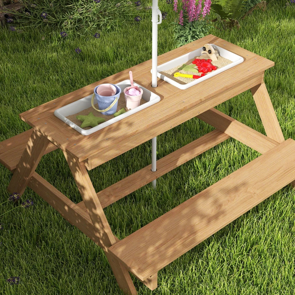 Udendørs picnicbord til børn med sand- og vandkasser – produktbillede 9