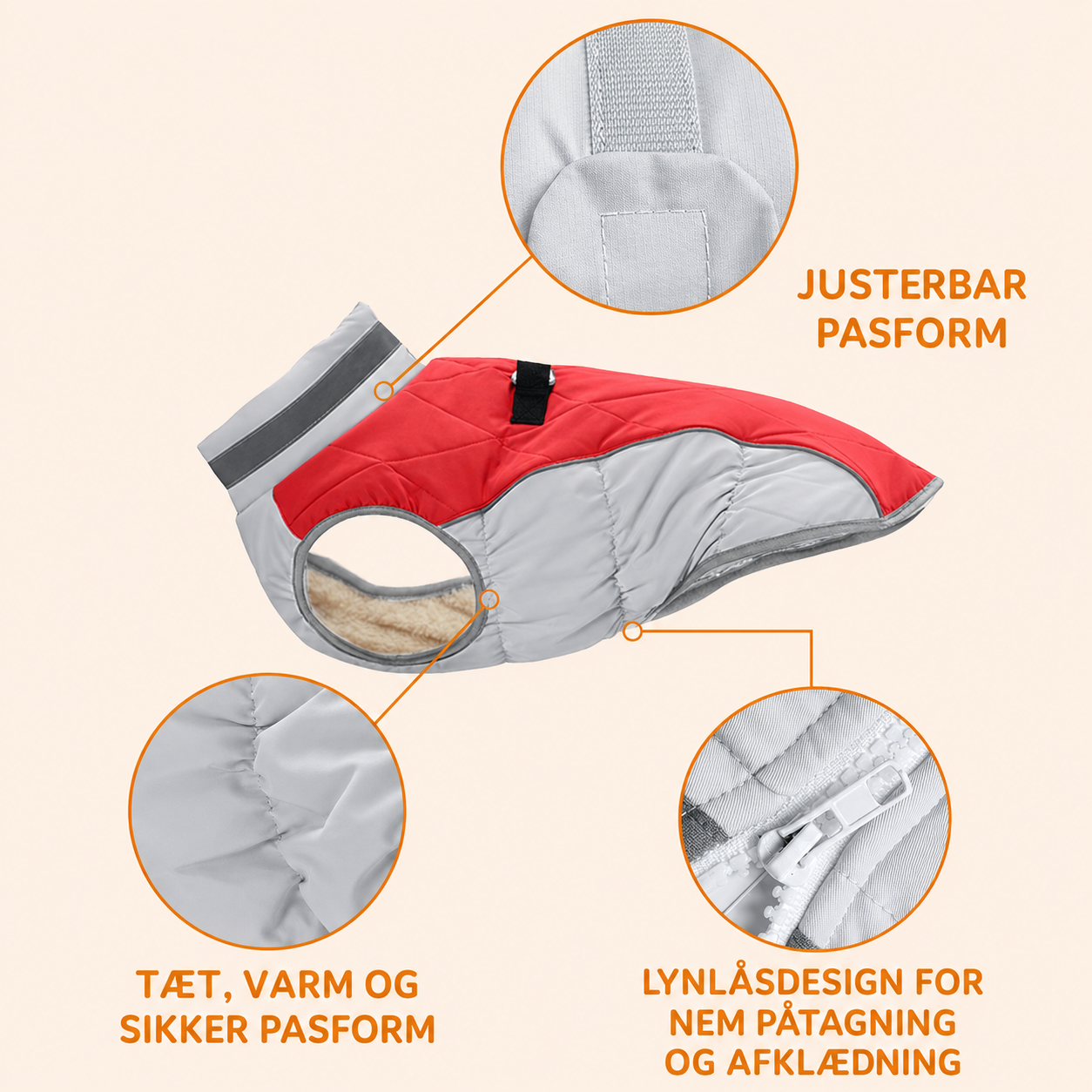 Vinterjakke til Hunde med Reflekser og Seleåbning